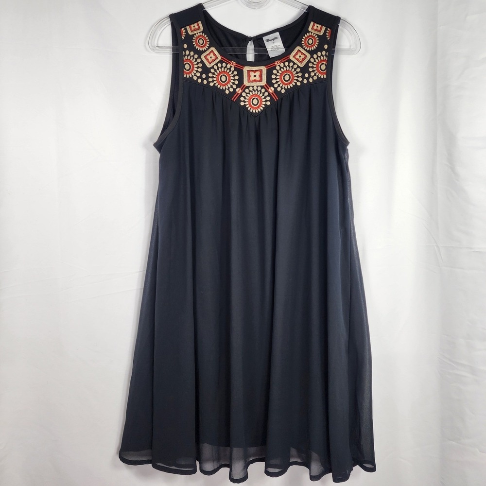 Wrangler Embroidered Sleeveless Shift Mini Dress Indie Boho Western Women Medium